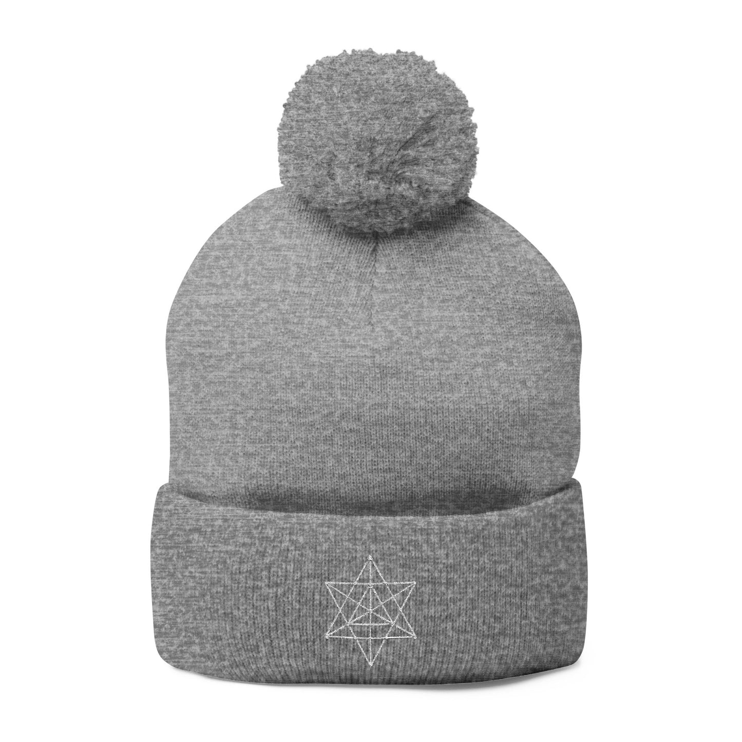 Embroidered Merkaba Pom-Pom Knit Cap