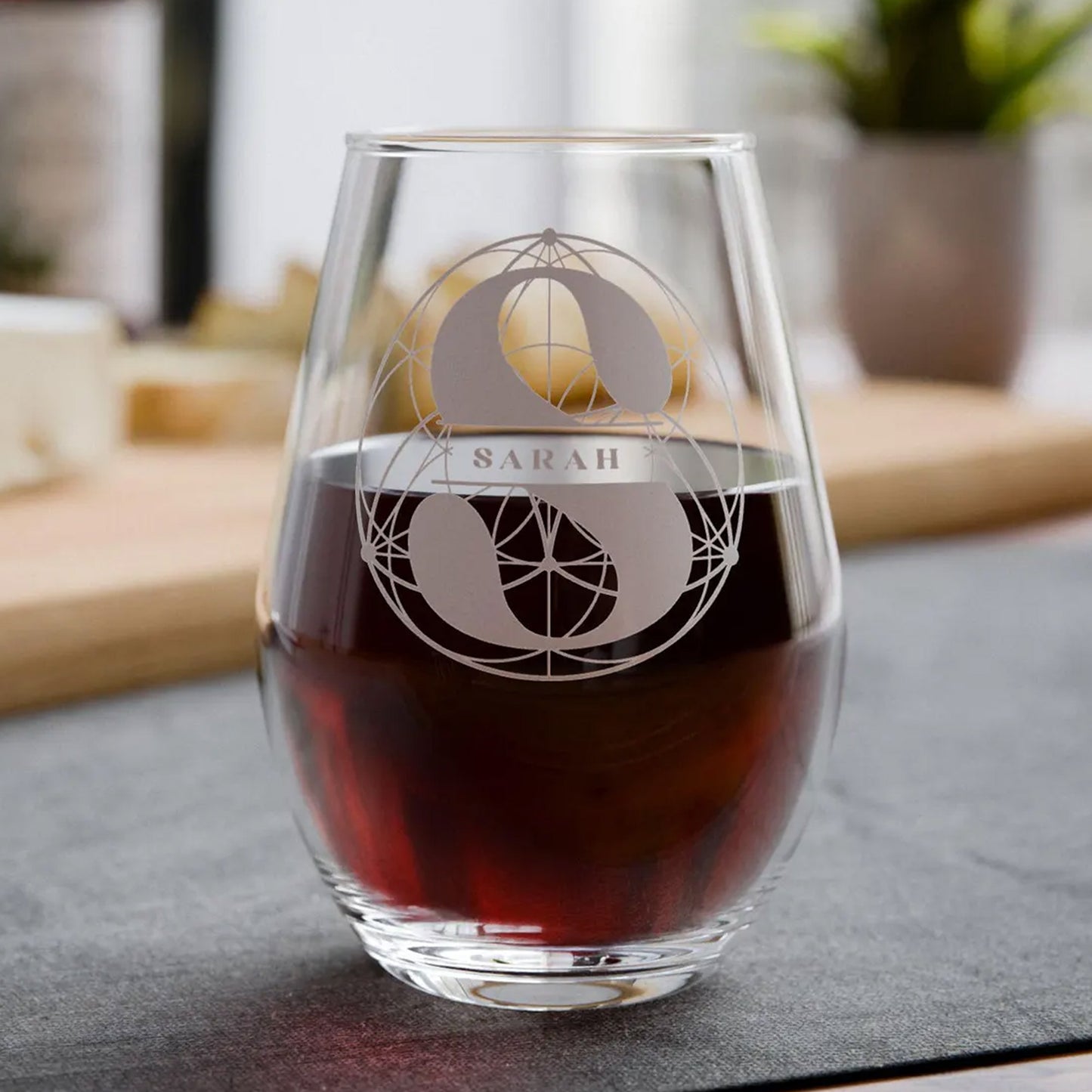 Personalized Engraved Flower of Life Wine Glass