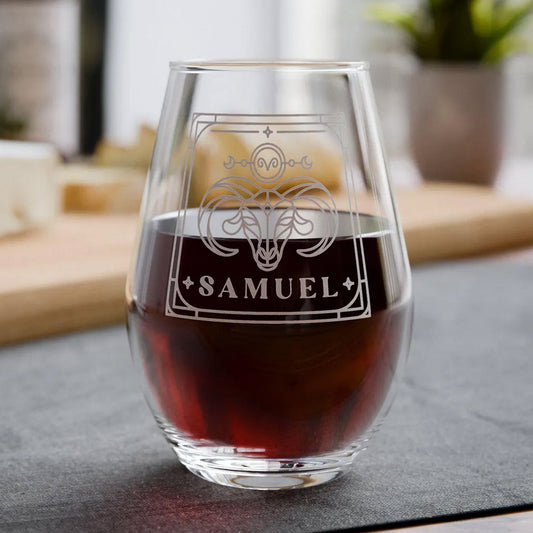 Personalized Engraved Zodiac Wine Glass
